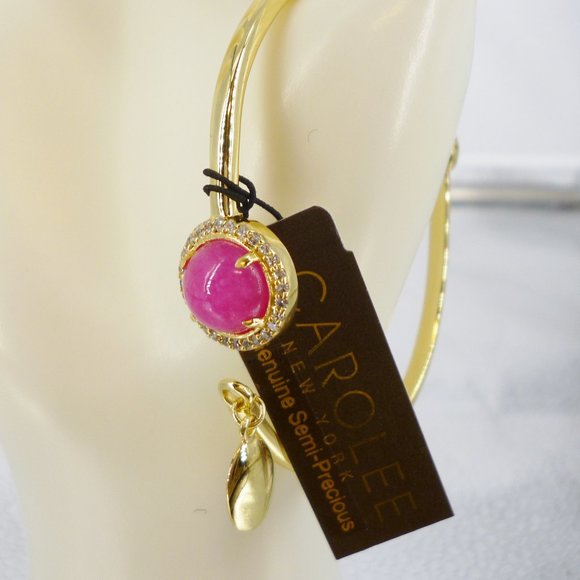 Carolee Bracelet Pink Gemstone "Joy" Gold Plate Hinged 2.5" NWT Orig $75 M489 - Picture 7 of 7